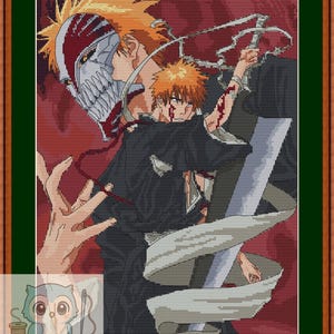 Bleach Anime Cross Stitch Pattern: Kurosaki Ichigo Embroidery (PDF)