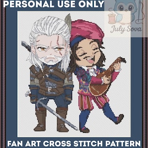 Geralt & Jaskier – Der Hexer | Kreuzstich Stickmuster (PDF + XSD)| DMC Fäden | Sofort Download