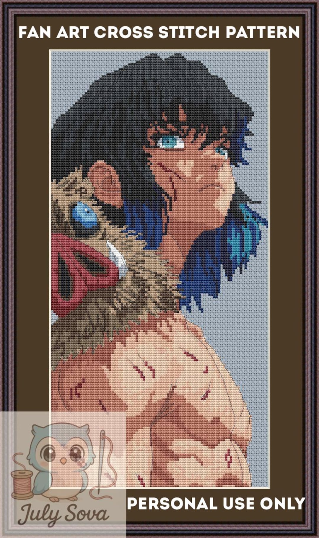 Inosuke Van Pattern Cross Stitch Pattern Fan Art Inosuke Hashibira – Inspired Demon Slayer ...