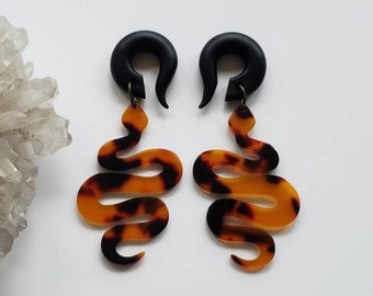 Amber Snake Gauges // Large Acrylic Dangle Plugs