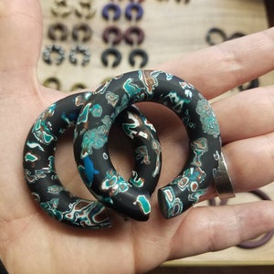 Fragmented Dreams // Hoop Plugs // Gauges // Dreamy Acid Finish // CUSTOMIZABLE 1 3 INCHES image 3