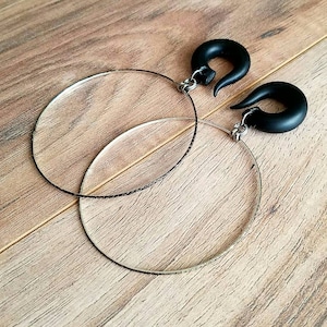 Vintage Silver Dangle Hoop Gauges // 2.5 Hoops // Drop Plugs