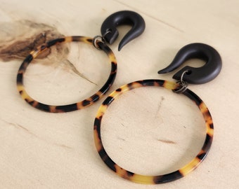 Amber Tortoise Acrylic Hoops Gauges // Dangle Plugs