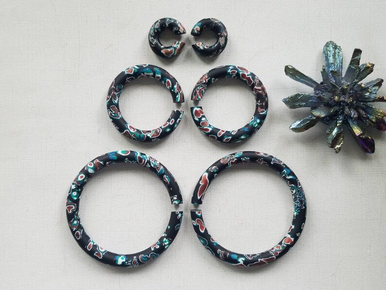 Fragmented Dreams // Hoop Plugs // Gauges // Dreamy Acid Finish // CUSTOMIZABLE 1 3 INCHES image 9