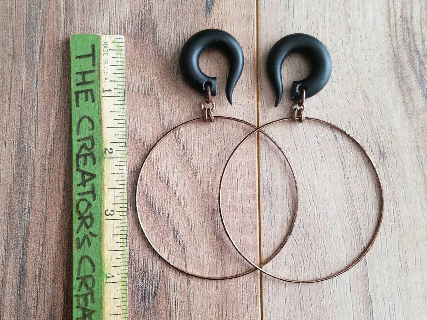Vintage Copper Dangle Hoop Gauges // 2.5 Inch Hoops // Plugs Etsy