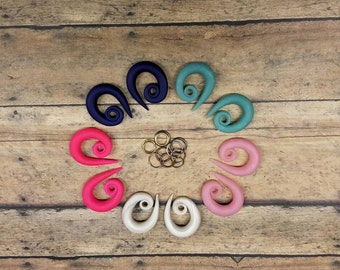 Swirl Customizable Gauged Earring Plug Converters// 1 set  // Pick your color!
