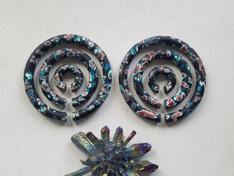 Fragmented Dreams // Hoop Plugs // Gauges // Dreamy Acid Finish // CUSTOMIZABLE 1 3 INCHES image 1