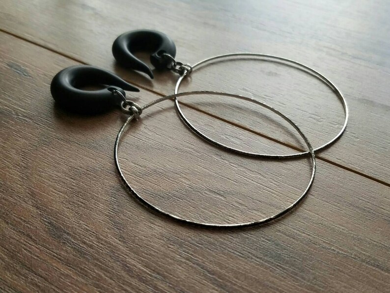 Vintage Silver Dangle Hoop Gauges // 2.5 Hoops // Drop Plugs Etsy
