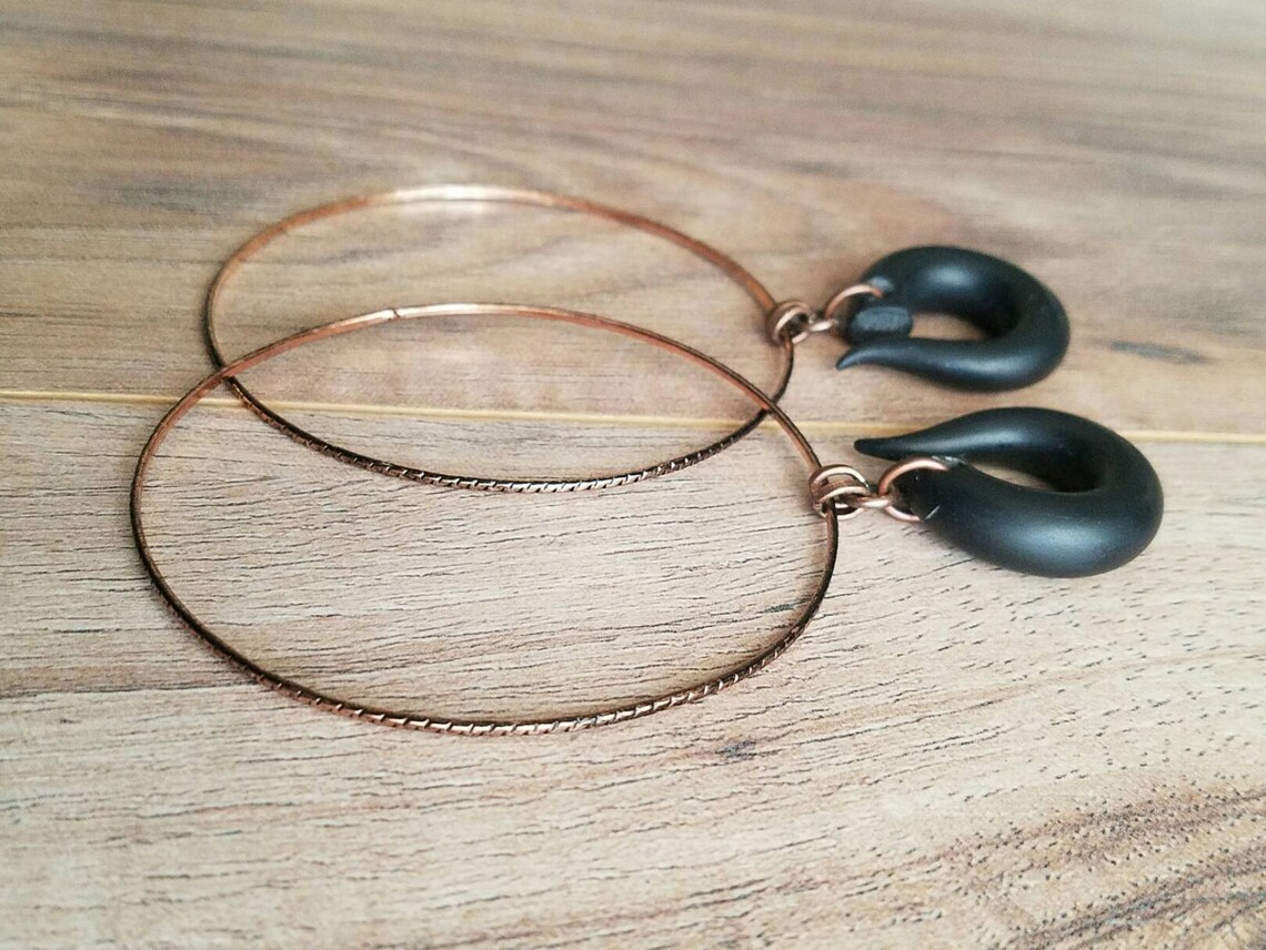 Vintage Copper Dangle Hoop Gauges // 2.5 Inch Hoops // Plugs Etsy