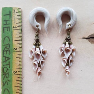 Cascading Calla Lilly Floral Gauged Earrings // Custom Made to Order // Pick Your Colors // Botanical Dangle Gauges Plugs image 5