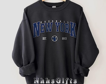 Sweatshirt honkbal New York, vintage stijl honkbalshirt New York Baseball, New York Baseballshirt, cadeaus honkbalfan New York