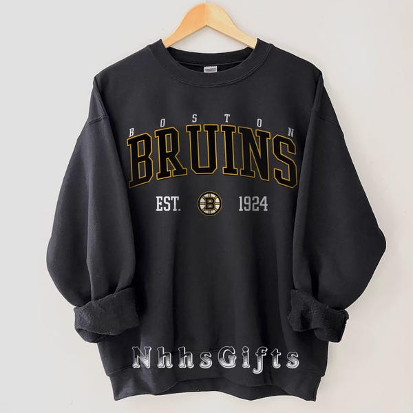 Boston Hockey-sweater, Boston Hockey-trui met ronde hals, retro Boston Hockey-sweater, retro Boston Bruins-sweater, geschenken hockeyfan