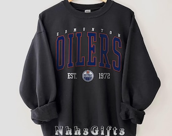 Edmonton Oilers Sweatshirt, Edmonton Hockey Crewneck, Retro Edmonton Hockey Shirt, Retro Edmonton Oilers Ice Hockey Sweater