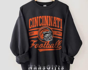 Sudadera de fútbol de Cincinnati, estilo vintage, cuello redondo, regalos para fanáticos del fútbol de Cincinnati