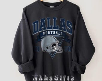 Dallas Football Sweatshirt, Vintage Style Dallas Football Crewneck, Retro Dallas Football Shirt, Dallas Fan Gift, Sunday Football Apparel