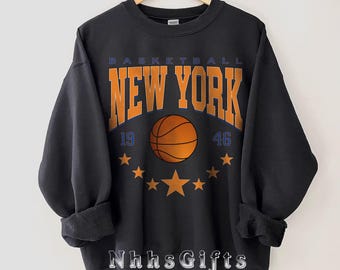New York Basketball Sweatshirt, Retro Style New York Basketball Crewneck, New York Sports Apparel, New York Basketball Fan Gifts