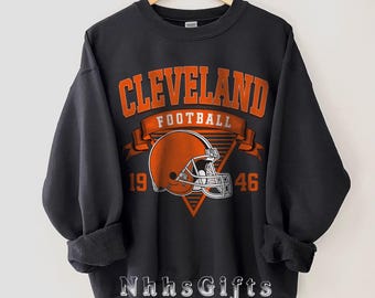 Cleveland Football Sweatshirt, Vintage Style Cleveland Football Crewneck, Cleveland Fan Gifts, Retro Cleveland Football Sweater