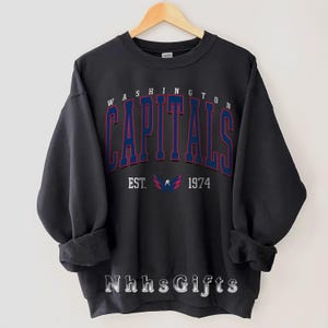 Washington Capitals Sweatshirt, Washington Hockey Crewneck, Retro Washington Hockey Shirt, Retro Washington Capitals Ice Hockey Sweater