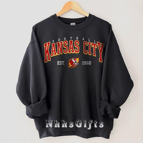Kansas City Football Sweatshirt, Vintage Style Kansas City Football Crewneck, Kansas City Football Fan Pullover, Kansas City Fan Gifts