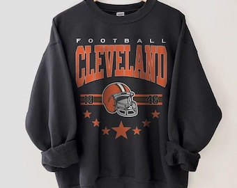 Cleveland Football Sweatshirt, Vintage Style Cleveland Football Crewneck, Cleveland Fan Gifts, Retro Cleveland Football Sweater