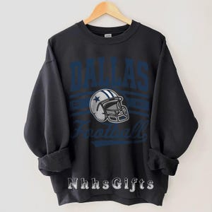 Sudadera de Dallas Football, estilo vintage, cuello redondo, regalos para fanáticos del fútbol.