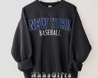 Sweatshirt honkbal New York, vintage stijl honkbalshirt New York Baseball, New York Baseballshirt, cadeaus honkbalfan New York