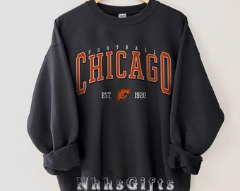 Sudadera de fútbol americano de Chicago, cuello redondo vintage de fútbol americano de Chicago, camiseta de fútbol americano de Chicago, ropa para el día del partido, regalos para fanáticos del fútbol americano de Chicago