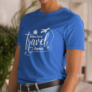 Camiseta de puntos y millas, regalo para tarjeta de crédito, millas, camiseta de hacker de viajes para viajeros, pegatinas de tarjetas de crédito, puntos, jugador, hacking de viajes