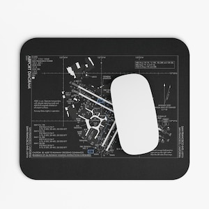 Tapis de souris aviation personnalisé, carte d'aéroport, cadeau pour pilote, école de pilotage, décoration FBO, cadeau aviation, carte d'aéroport, bureau, décoration de bureau pour pilote