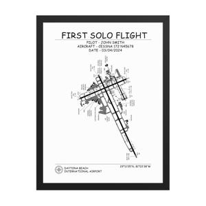 Custom First Solo Flight Poster with Airport Map Personalized Pilot Gift Aviation Poster Gift for Pilot First Solo gift for student pilot