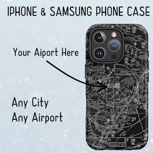 Personalisierte Pilot Geschenk Handyhülle mit kundenspezifischer Airport Map Luftfahrt Design VFR Schnittkarte für Samsung iPhone Cover für Piloten