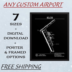 Custom Airport Map Poster, Aviation Poster of Airport Diagram, Wall Decor, Pilot Gift, Airport map Poster