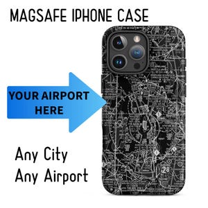 Individuelles Piloten Geschenk, MagSafe iPhone Hülle mit Individueller Airport Map, Luftfahrt Handyhülle, VFR Schnittkartenhülle für iPhone, Pilot iPhone Hülle
