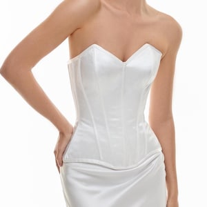 Modern Silk Ivory Corset Top - Wedding Guest Dress - Reception Dress - Rehearsal Dinner Dress - Unique Wedding Dress - Bridal Separates