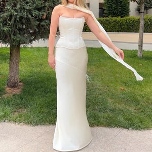 Two Piece Simple Wedding Dress - Bridal Shower Dress - Minimalist Wedding Dress - Corset Set - Bridal Separates - Engagement Party Dress