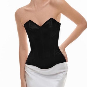 Black Natural Silk Corset - Overbust Corset - Corset Top - Bridal lingerie - Corset Dress - Prom Dress - Wedding Guest Dress - Bridal Corset