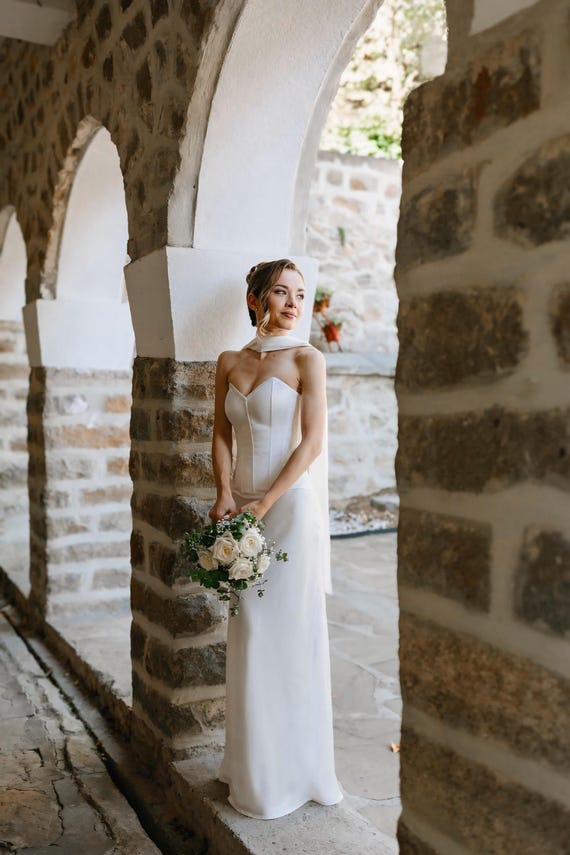 Silk Custom Wedding Corset Dress: Two-Piece Bridal Set Ivory - Reception Dinner Outfit Silk Custom Wedding Corset Dress: Two-Piece Bridal Set Ivory - Reception Dinner Outfit