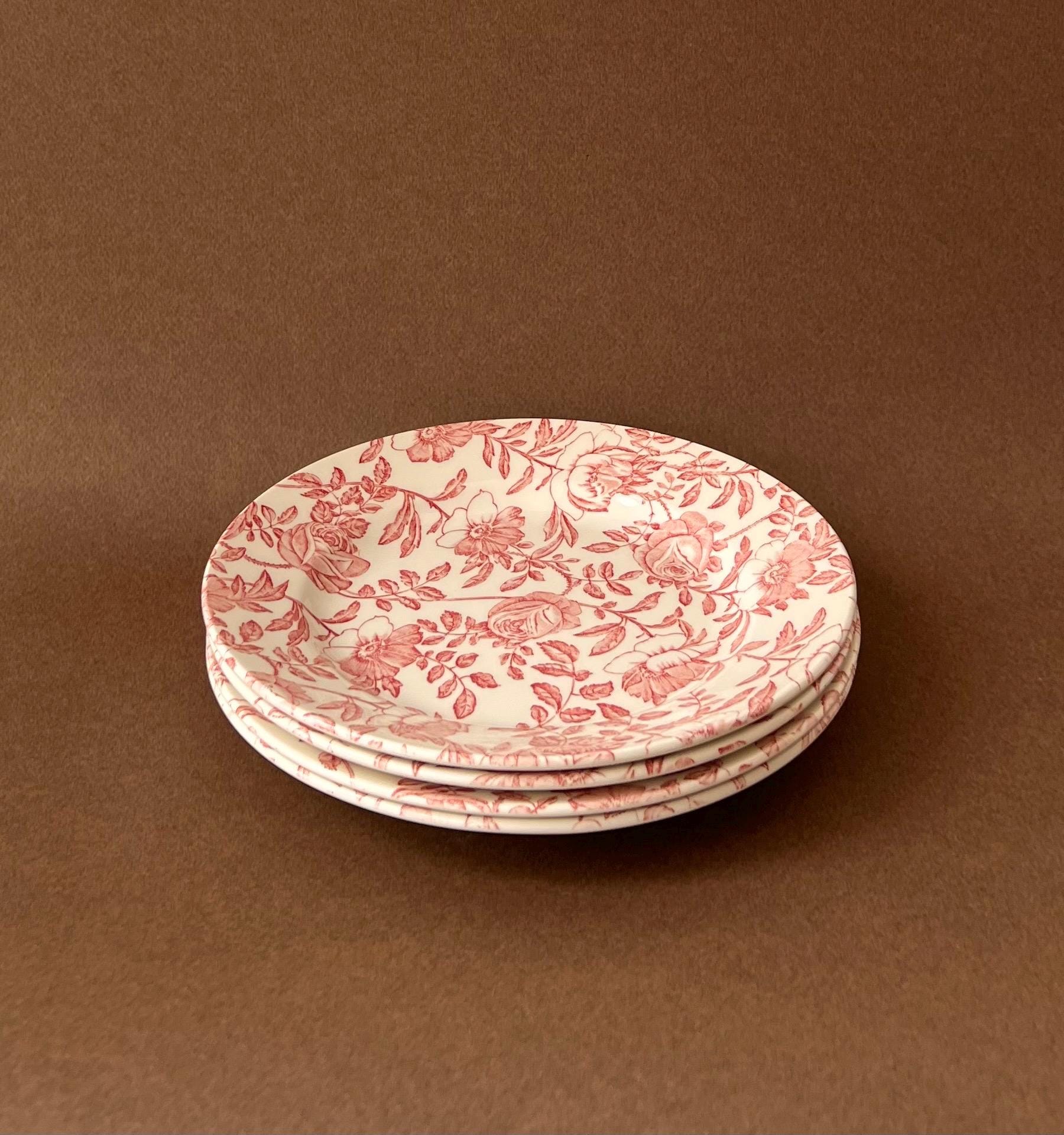 Vintage Pink Peony Churchill Breakfast or Desert Plates - Set of 4