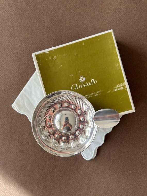 ANCIEN TRES GRAND TASTEVIN EN METAL ARGENTE NON POINCONNE poinconné