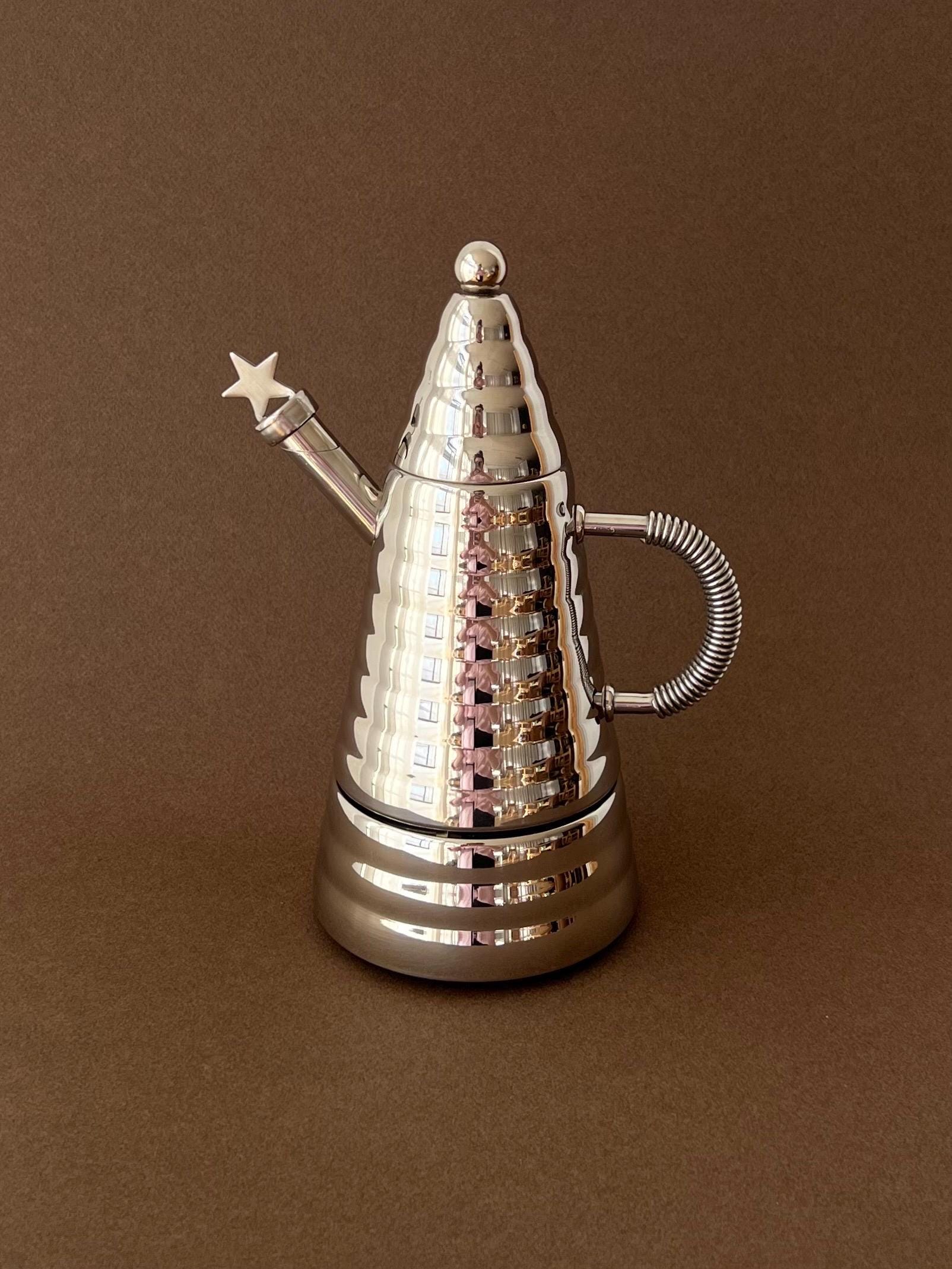 Rare Stella Archimede 6-Cup Moka Pot – 18/10 Stainless Steel, Star Whistle, Italian Design