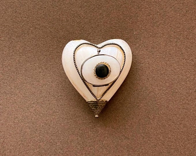 Featured listing image: Antique Mother-of-Pearl Heart Snuff Box: Spanish Keepsake / Pill Box, Late 1800s - Early 1900s