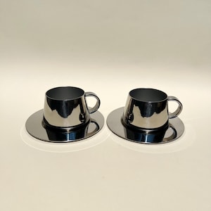 Vintage Italian Guido Bergna Coffee Set of 2 – Stainless Steel Post Modern Design
