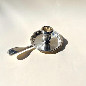 Rare Vintage Christofle Silver-Plated Chamberstick – &quot;Vendôme&quot; Pattern (1970s)