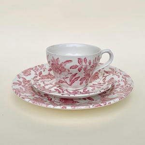 Vintage Churchill Pink Peony Tea Trio – Cup, Saucer & Plate - Breakfast Set
