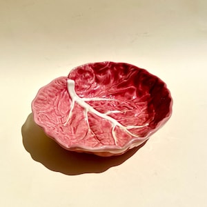 Seltene Vintage Bordallo Pinheiro Keramikschale im rosa Cabbage Stil - Portugal, 1960er Jahre
