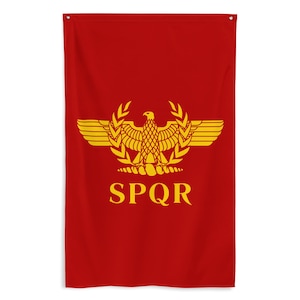 Ancient Rome Eagle Flag - Roman Empire SPQR Banner - Julius Caesar Ancient Roman History Flag Gift Polyester - 87cm x 142cm - 34.5in x 56in