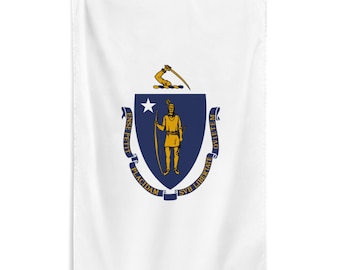 Massachusetts State Flag Banner - United States of America Vertical Flag Wall Decor Hanging - USA States Gift - 87cm x 142cm - 34.5in x 56in