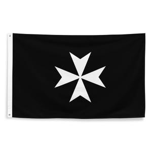 Knights Hospitaller Flag - Knights of Malta Crusades Maltese Cross Gift - Catholic Christianity History - 87cm x 142cm - 34.5in x 56in