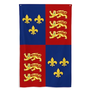 Royal Standard of England Banner - King Henry V Agincourt Hundred Years War - Medieval English History Flag - 87cm x 142cm - 34.5in x 56in