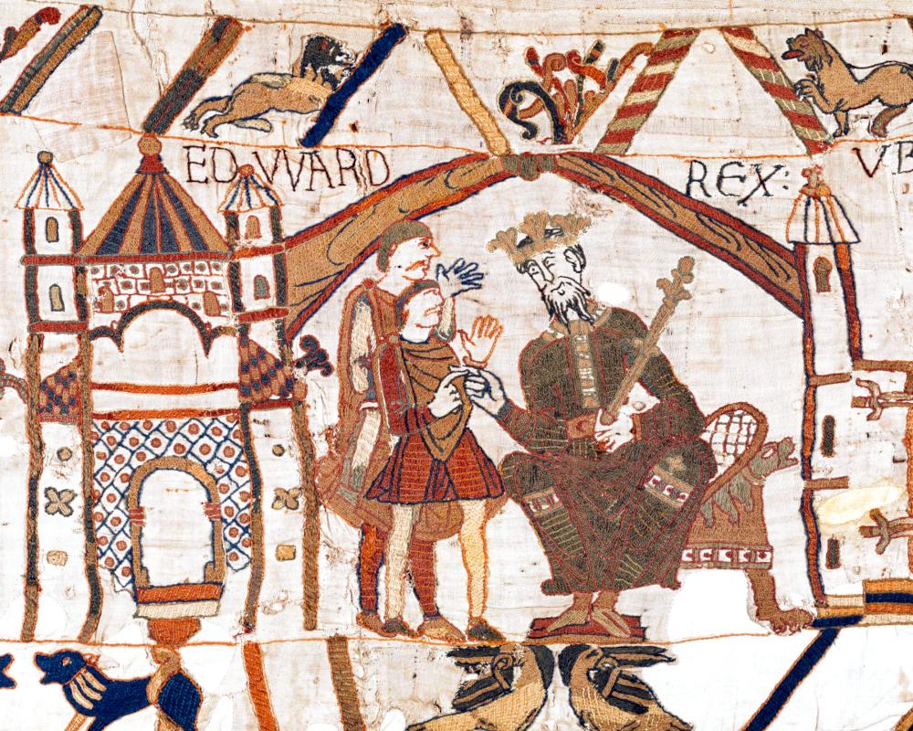 Bayeux Tapestry Scene 1 Edward the Confessor Medieval Print Poster - Anglo Saxon England St Edward - English History 1066 - Gift Home Decor
